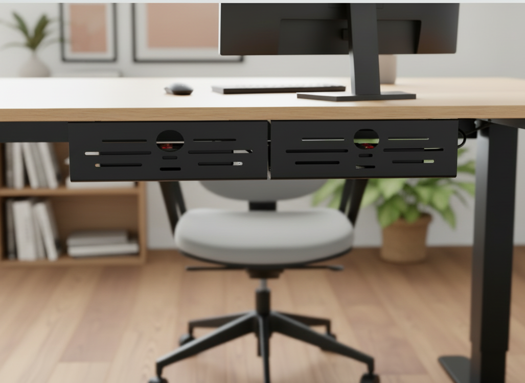Aufgeräumter Arbeitsplatz mit KRAFTIGO Kabelkanal